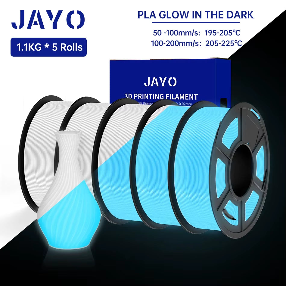 PLA /PETG Filament 1.75Mm 5 Rolls Golw in the Dark PLA 3D Filament for FDM 3D Printer Neatly Wound PETG 3D Printer Material