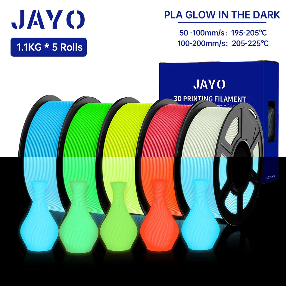 PLA /PETG Filament 1.75Mm 5 Rolls Golw in the Dark PLA 3D Filament for FDM 3D Printer Neatly Wound PETG 3D Printer Material