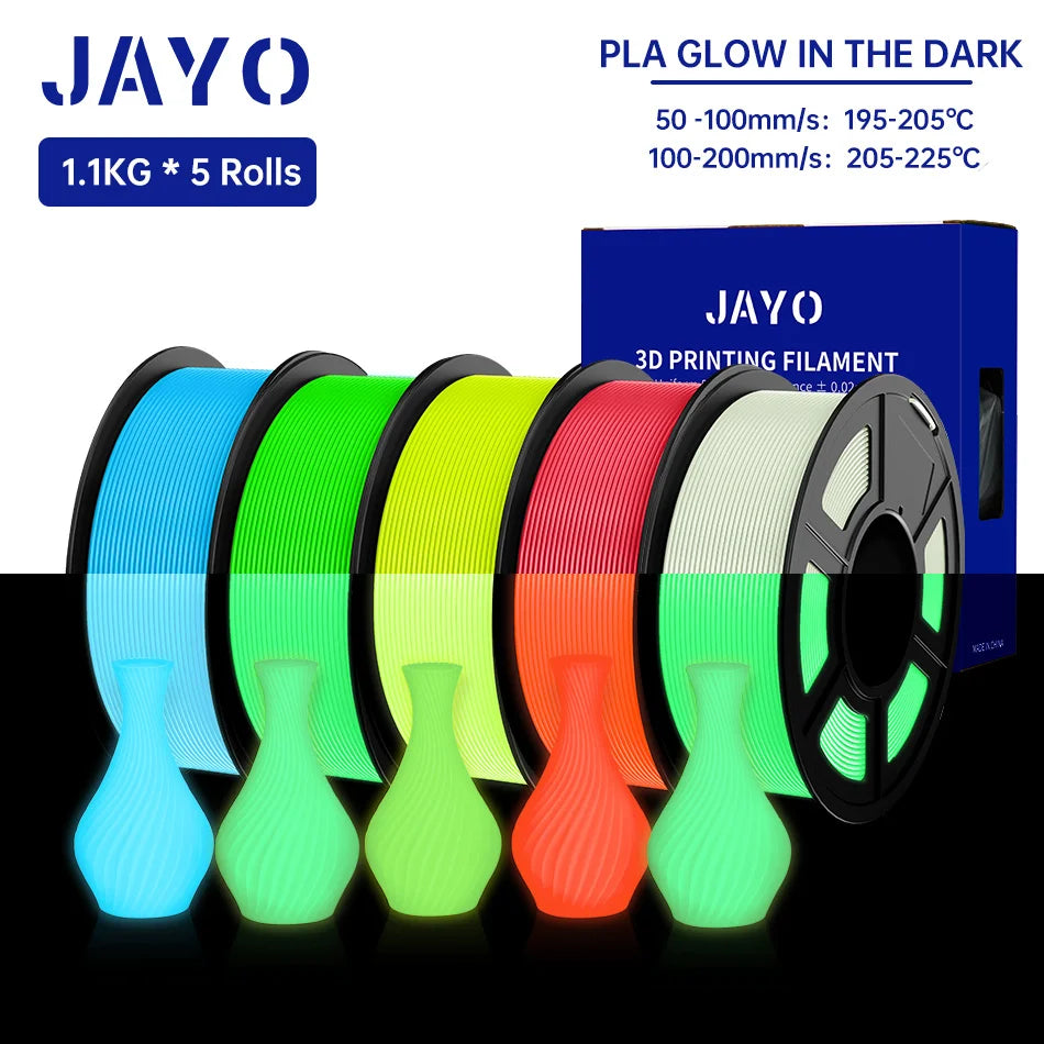 PLA /PETG Filament 1.75Mm 5 Rolls Golw in the Dark PLA 3D Filament for FDM 3D Printer Neatly Wound PETG 3D Printer Material