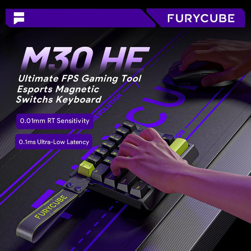 【New】Furycube M30 HE Wired Magnetic Switch Gaming Keyboard,30% Layout,Rt 0.01,Extreme Response,Rgb Backlit,Wired Connection,Wed Driver,8K Returns,E-Sport Gaming Accessories PC Accessories