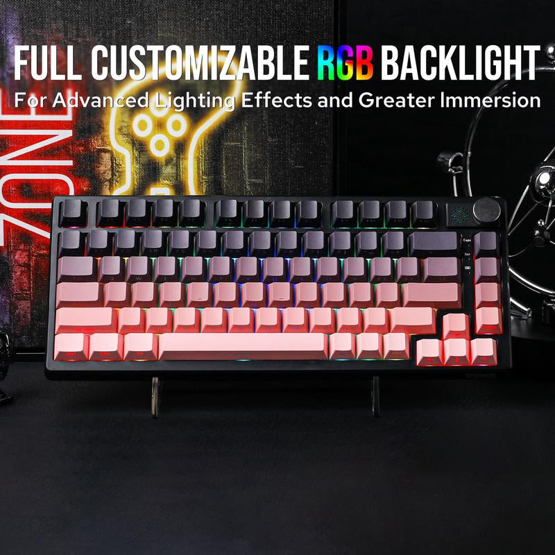 Epomaker HE75 75% Wireless Mechanical Keyboard - RGB Backlight, Metal Knob, Tri-Mode Connectivity for Gaming on Mac/Win