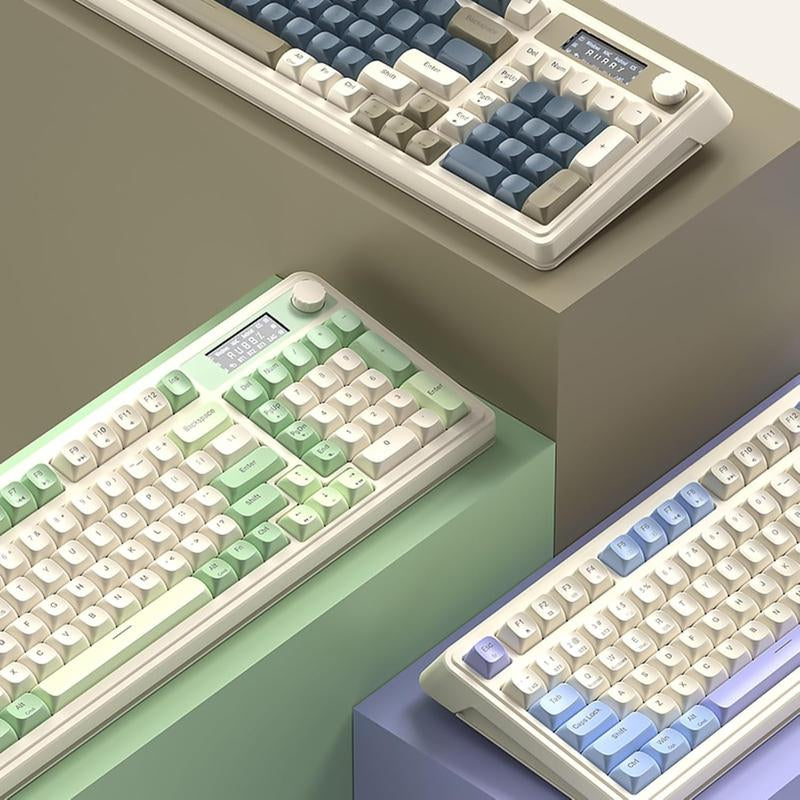 <NEW>AULA S99 Pro Keyboard, Tri-Mode Bluetooth/2.4Ghz/Usb-C Cute Creamy Gaming Keyboard with Number Pad RGB Backlit, Media Knob Custom Mechanical Feel Computer Keyboard for MAC Xbox PC Gamer S99 Keyboard Fixed Keycaps & Switches (Non-Replaceable)