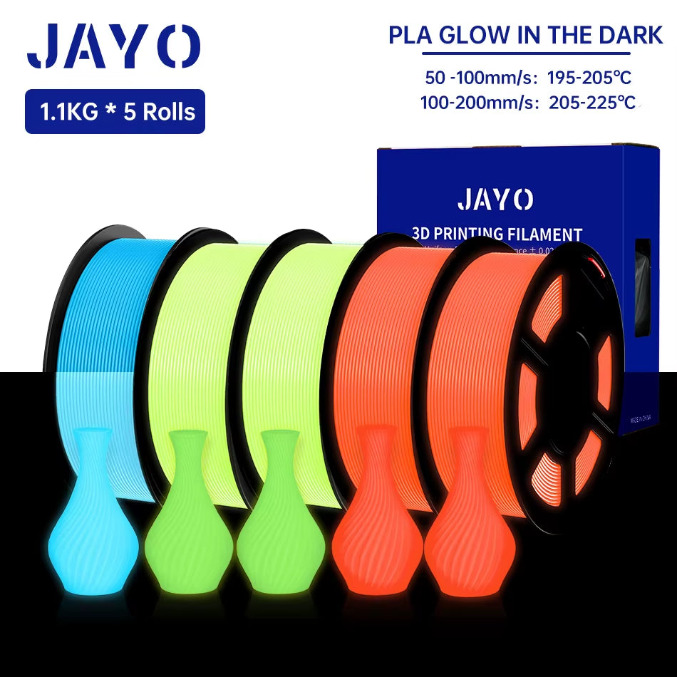 PLA /PETG Filament 1.75Mm 5 Rolls Golw in the Dark PLA 3D Filament for FDM 3D Printer Neatly Wound PETG 3D Printer Material