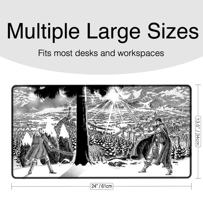 Swagmeister Extra Large Anime Line Art Mousepad - Anti-Slip Rubber Base & Retro Cool Design