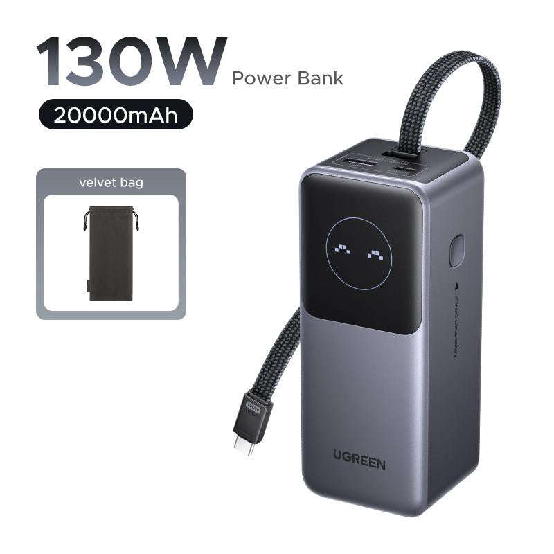 UGREEN Nexode Power Bank 20000Mah 165W with Built-In Retractable USB C Cable Laptop Travel Portable Charger, 100W Input, Fast Charging for Macbook Pro/Air/Iphone 17 16/Ipad Pro/Galaxy S25 Ultra/Dell/Hp and More Tiktokshopblackfriday ,Tiktokshopcybermonday