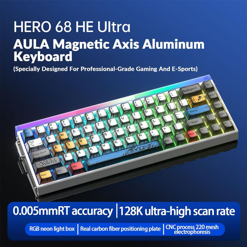 [New]Aula Hero 68 Wired Magnetic Switch Gaming Keyboard, 65% Layout,Rt 0.01, Extreme Response, RGB Backlit,Wired Connection, Web Driver, 8K Returns,E-Sport Gaming Accessories PC Accessories Tiktokshopfalldealsforyou