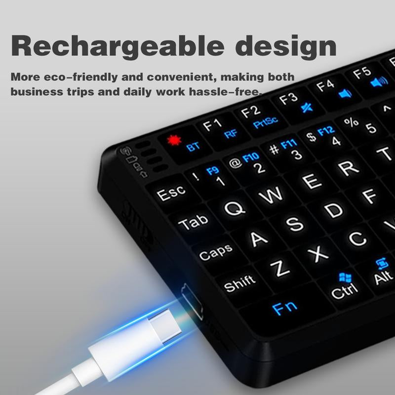 Universal Mini Wireless Keyboard with Touchpad - Rechargeable, Backlit, Ergonomic Design, Multi-Device Compatible, Perfect for Gaming and Office Use