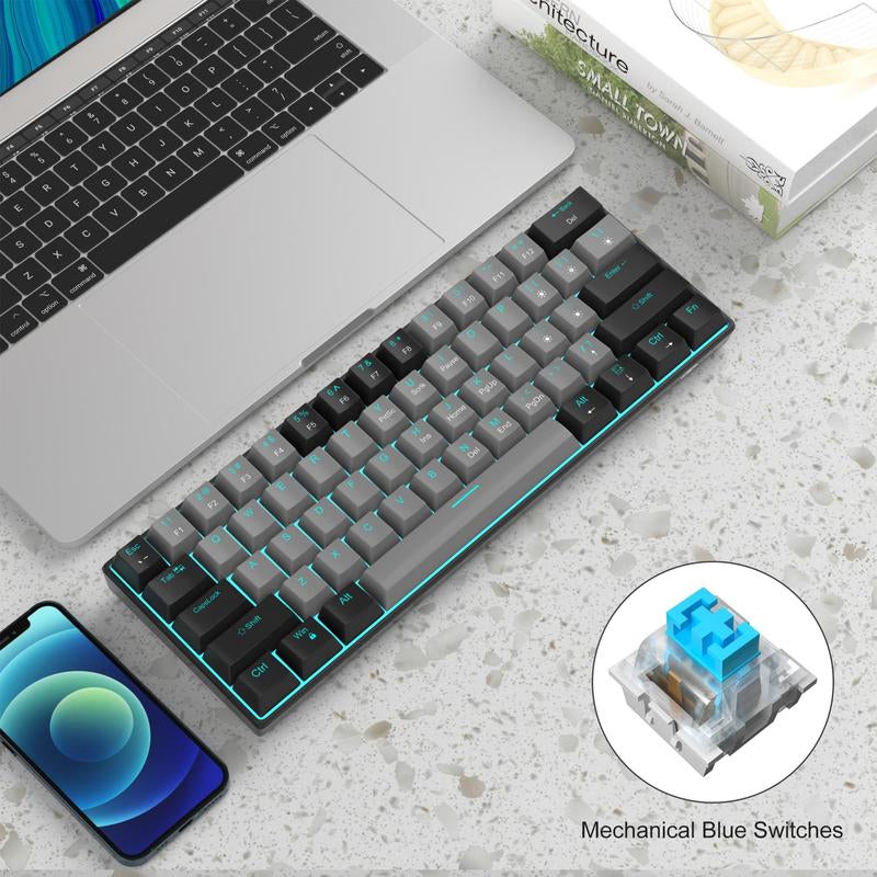 Magegee Star61 60% Mechanical Gaming Keyboard - 3-Mode Connectivity, RGB Backlit, Hot-Swappable Switches, Customizable Keycaps & Dual Sound Absorption