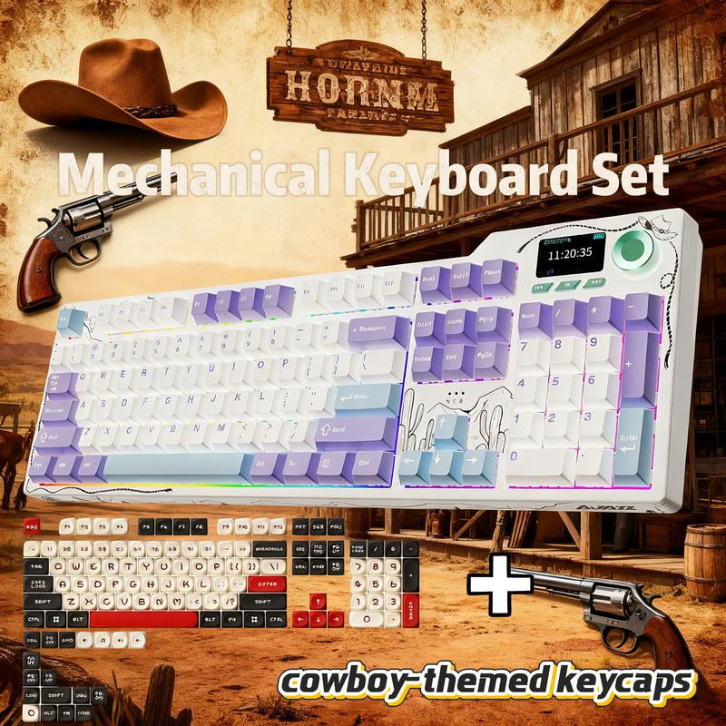 [Black Friday] AJAZZ AK35I V4 Full-Size Wireless Mechanical Gaming Keyboard with Rotary Knob and Smart Screen Numeric Keypad. Ideal for Esports and Office Use. Customizable Keyboard. Creamy Keyboard.