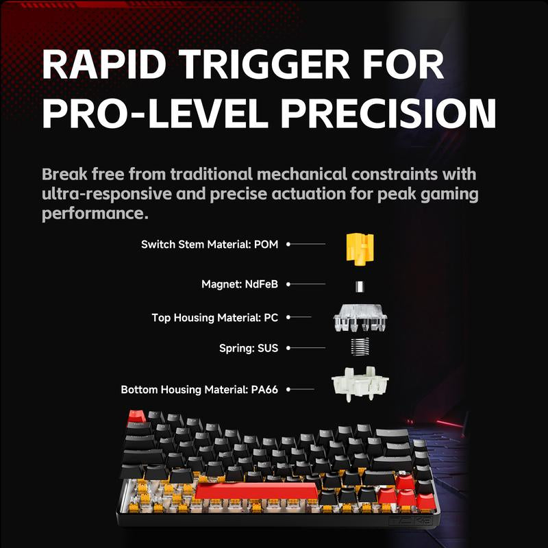 KEMOVE T68-C Magnetic Switch RGB Mechanical Gaming Keyboard - Compact 65% Layout for Esports & FPS Games, Linear Switches, ABS Keycaps, Windows Compatible