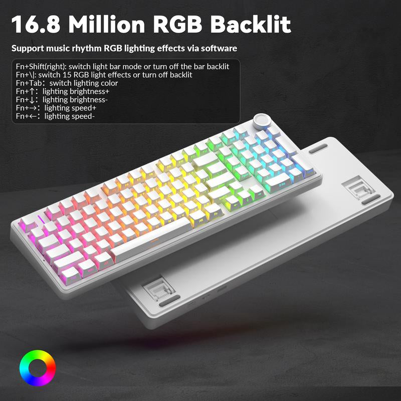 【Silent Keyboard】Aula F99 Pro Wireless Mechanical Keyboard-Silent Version,Bt5.0/2.4Ghz/Usb-C Hot Swappable Custom Keyboard,Gasket Structure,Pre-Lubed Linear Switches RGB Backlit Computer Gaming Keyboards,White Dealsforyoudays Tiktokshopfalldealsforyou
