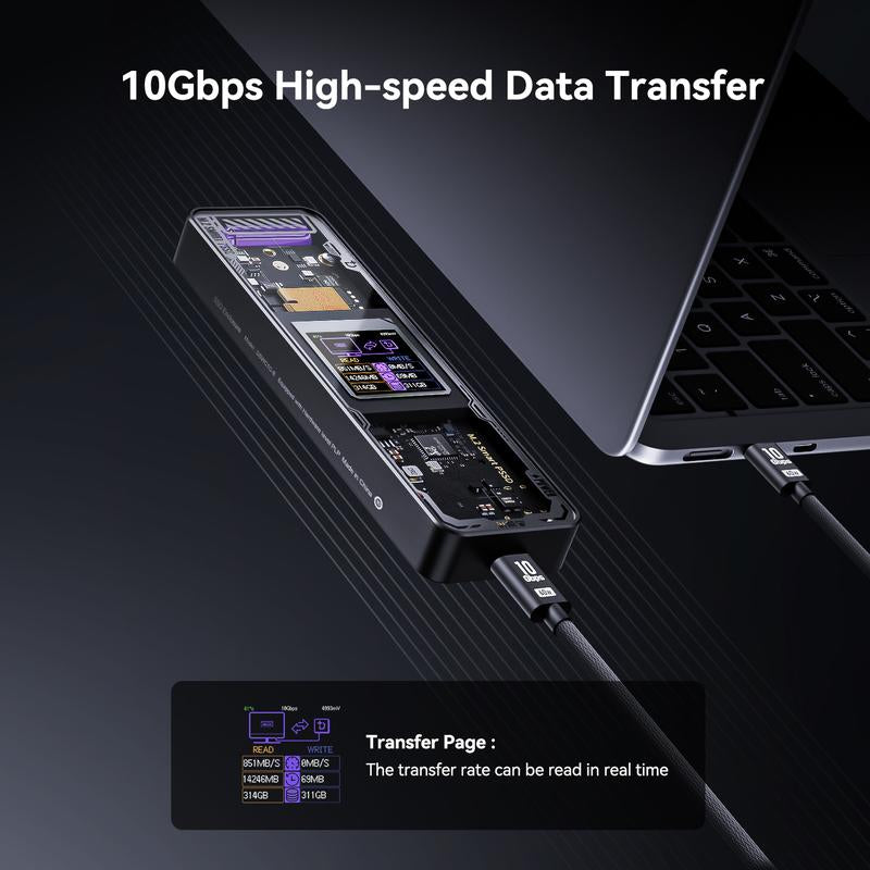 DOCKCASE Explorer Edition M.2 Nvme SSD Enclosure(Enclosure Only, SSD Not Included), USB C 3.2 Gen 2 (10 Gbps), Supports M-Key/B&M Key UASP, Fits Size 2230/2242/2260/2280 Ssds