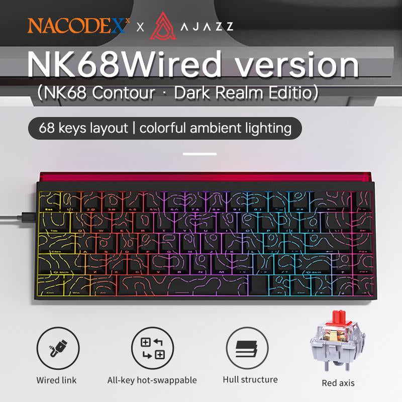 [Black Friday]Ajazz NK68 60% Wired Gaming Keyboard, RGB Backlighting, Mini Size, Portable, 68 Keys, Compatible with Pc/Mac, Christmas Gift