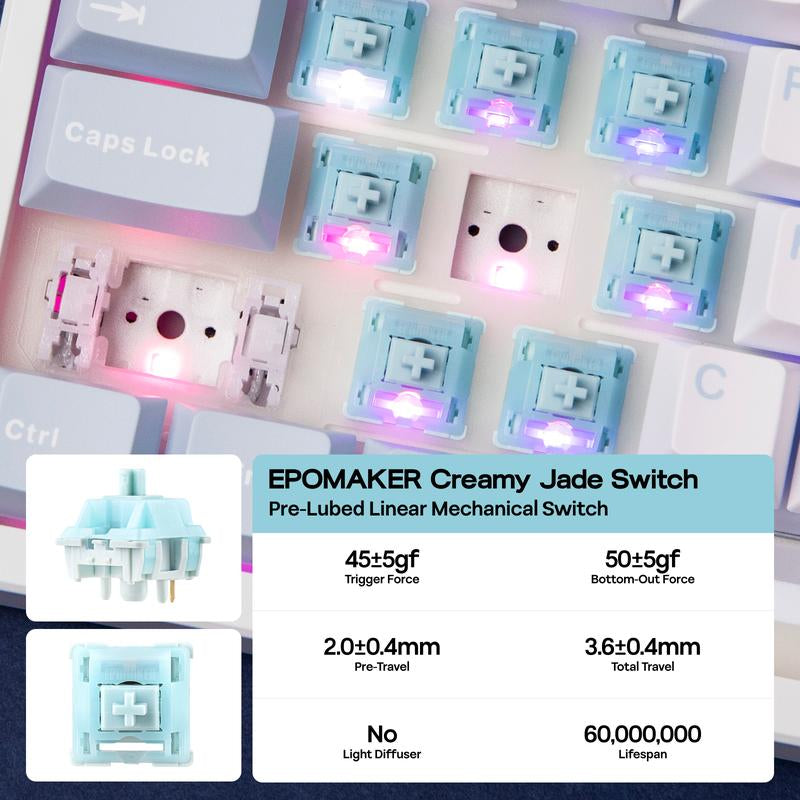 EPOMAKER TH108 Wireless Mechanical Keyboard - 108 Keys, Hot Swappable, RGB Backlit, Tri-Mode Connectivity for PC/Mac/Linux - Perfect for Gaming & Office Use!