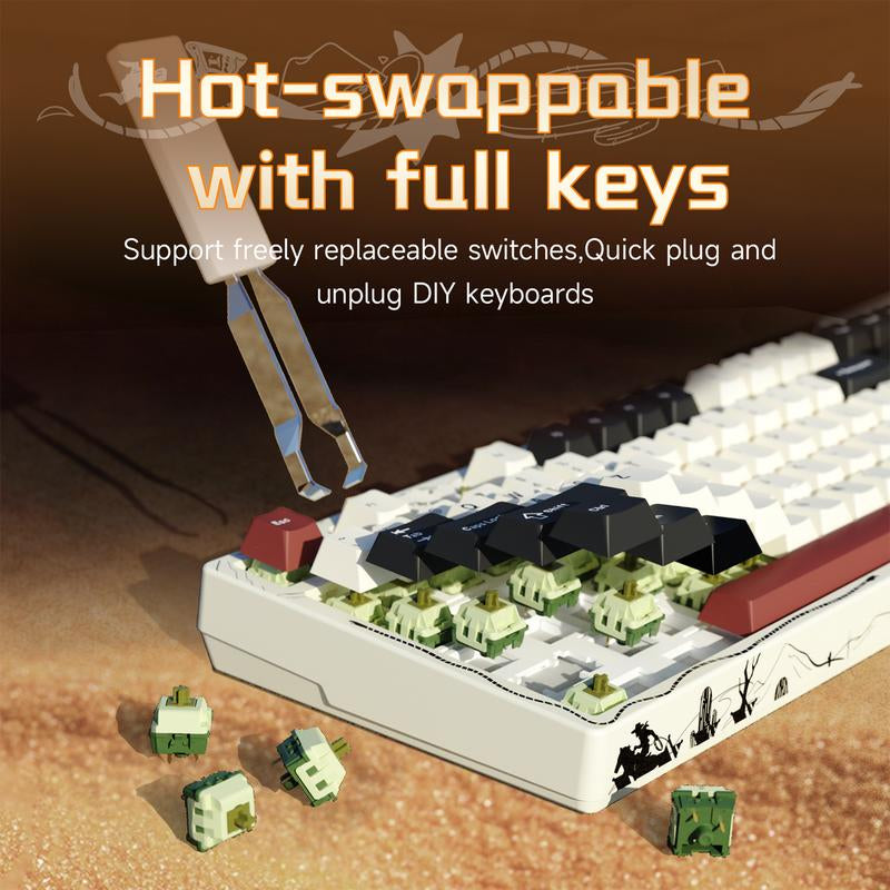 [Black Friday] AJAZZ AK35I V4 Full-Size Wireless Mechanical Gaming Keyboard with Rotary Knob and Smart Screen Numeric Keypad. Ideal for Esports and Office Use. Customizable Keyboard. Creamy Keyboard.