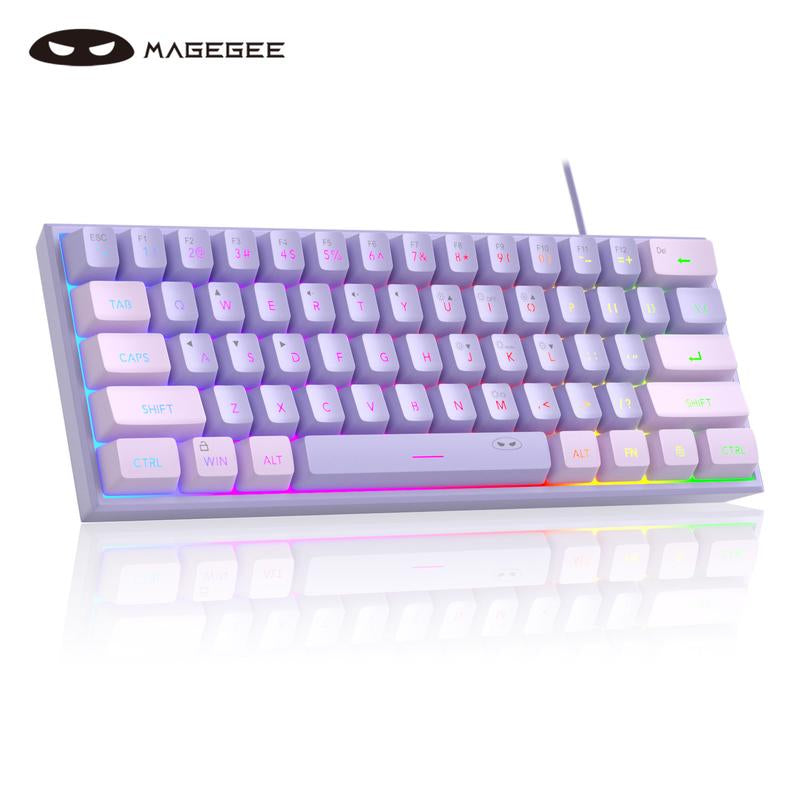 Magegee Mini 60% Gaming Keyboard, RGB Backlit 61 Key Ultra-Compact Keyboard, TS91 Ergonomic Waterproof Mechanical Feeling Office Computer Keyboard for PC, MAC, PS4, Xbox ONE Gamer