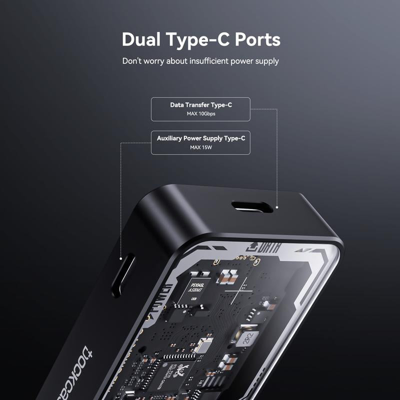 DOCKCASE Explorer Edition M.2 Nvme SSD Enclosure(Enclosure Only, SSD Not Included), USB C 3.2 Gen 2 (10 Gbps), Supports M-Key/B&M Key UASP, Fits Size 2230/2242/2260/2280 Ssds