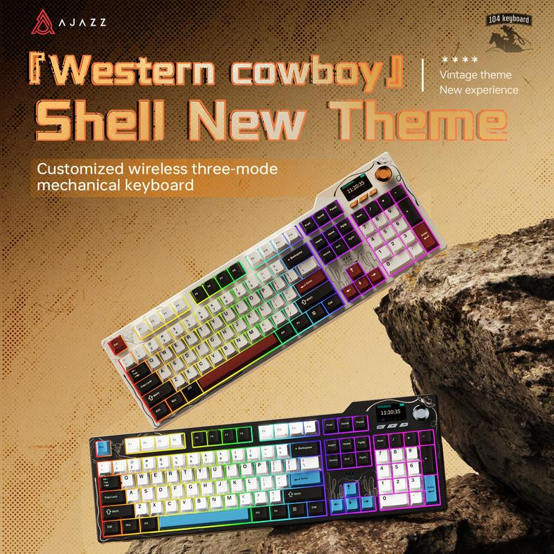 [Black Friday] AJAZZ AK35I V4 Full-Size Wireless Mechanical Gaming Keyboard with Rotary Knob and Smart Screen Numeric Keypad. Ideal for Esports and Office Use. Customizable Keyboard. Creamy Keyboard.