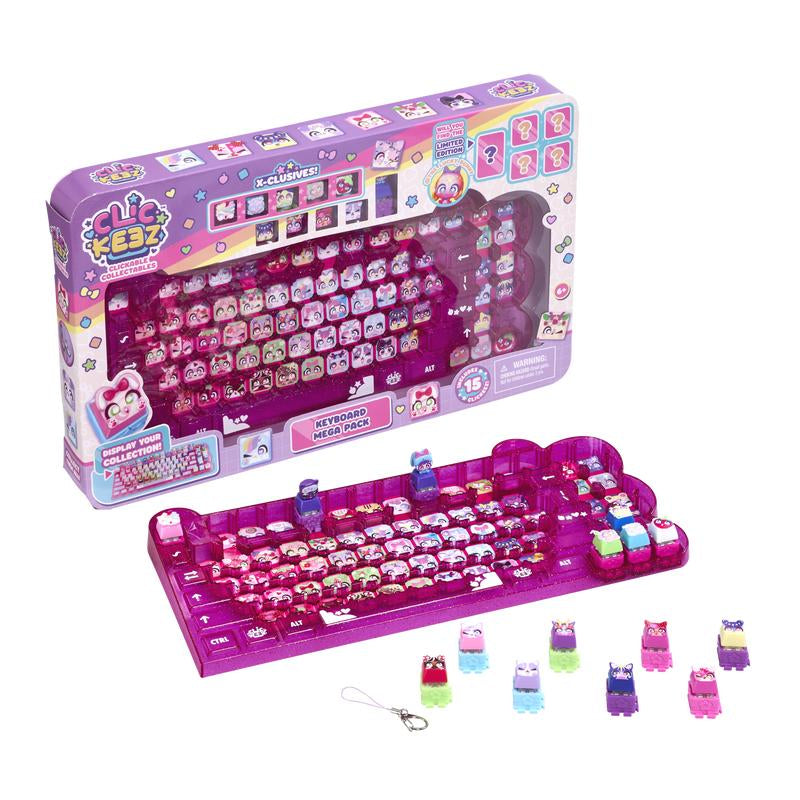 Clickeez Keyboard Mega Pack - Fun Themed Keyboard, 15 Clickeez Figures, and Keychain for Ages 6+!