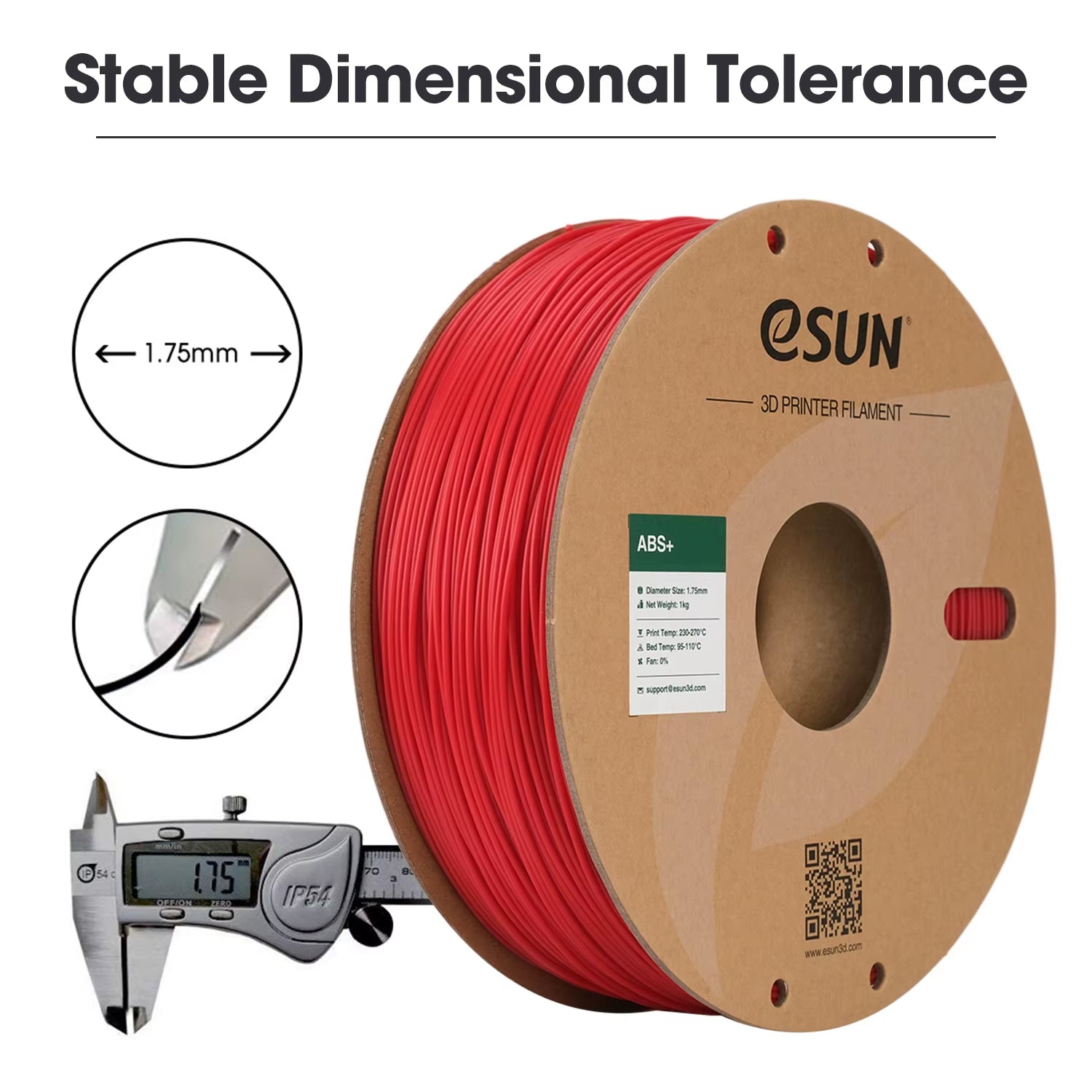 3D Printer Filament 1.75Mm 1KG ABS+ 3D Plastic Printing Filament 2.2 LBS Spool 3D Printing Material for 3D Printer