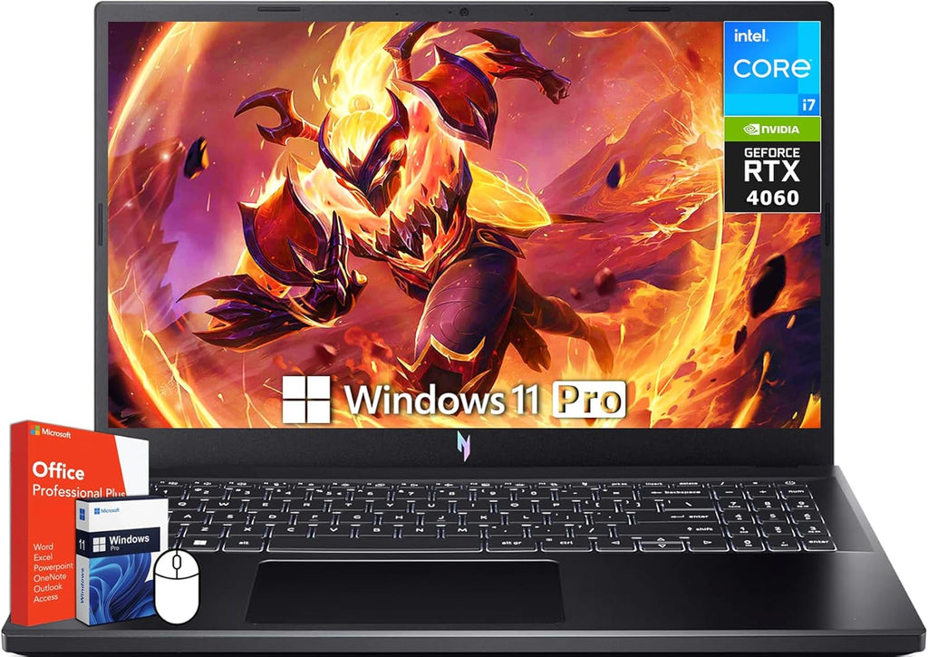 Nitro V 15 Gaming Laptop - Intel i7-13620H, RTX 4060, 15.6" 144Hz FHD, 32GB DDR5 RAM, 1TB SSD, Backlit Keyboard, Windows 11 Pro & Microsoft Office Lifetime License