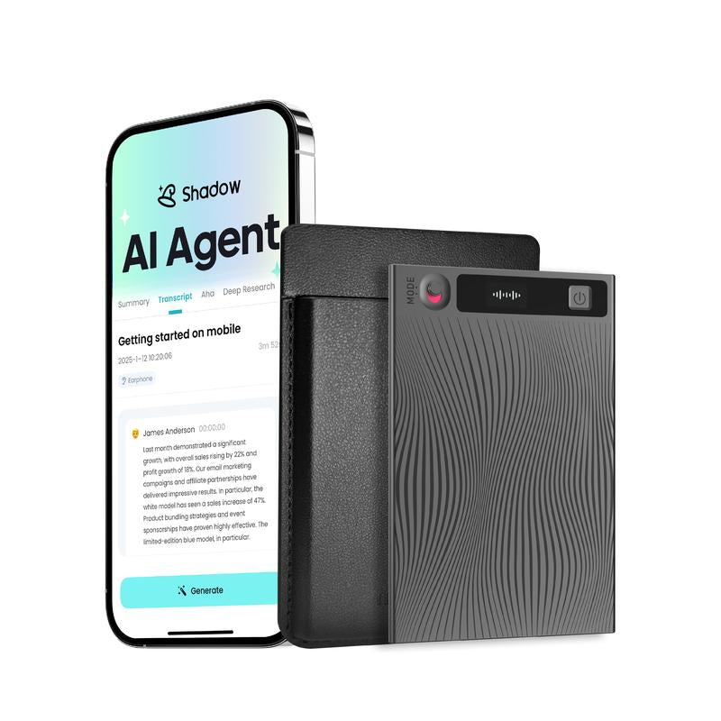 Mobvoi Ticnote Agentic AI Notetaker Translator Voice Recorder 64GB Memory Note Recorder 120+ Languages with Speaker ID Real-Time Transcription and Translation AI Podcast Deep Research Content Creation for Phone Call Lectures Meetings Interviews