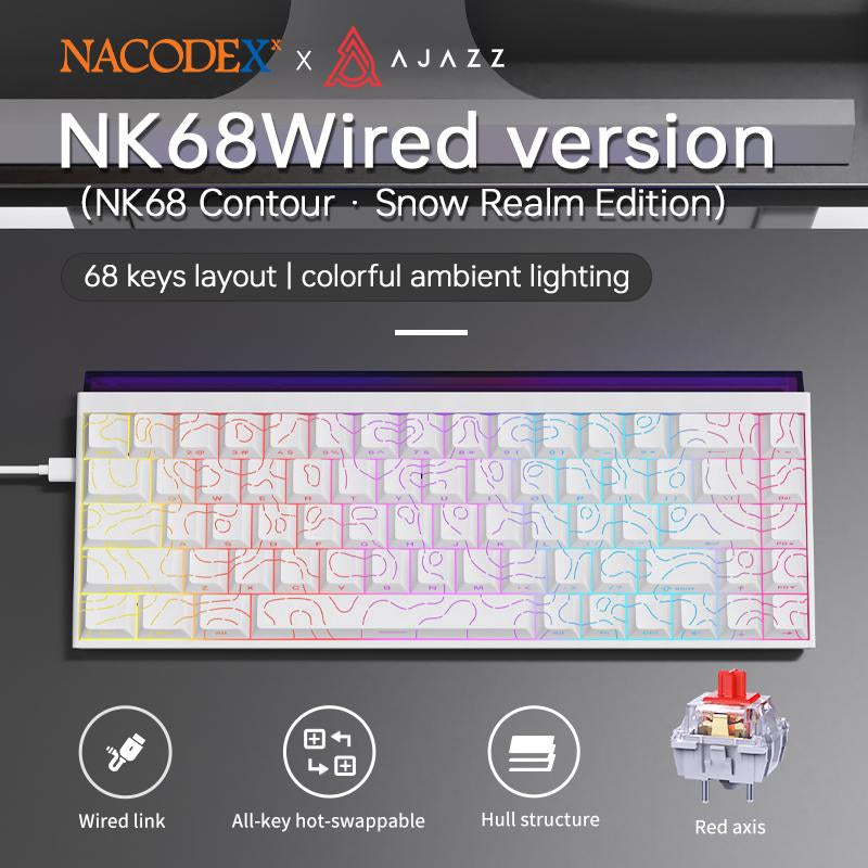 [Black Friday]Ajazz NK68 60% Wired Gaming Keyboard, RGB Backlighting, Mini Size, Portable, 68 Keys, Compatible with Pc/Mac, Christmas Gift