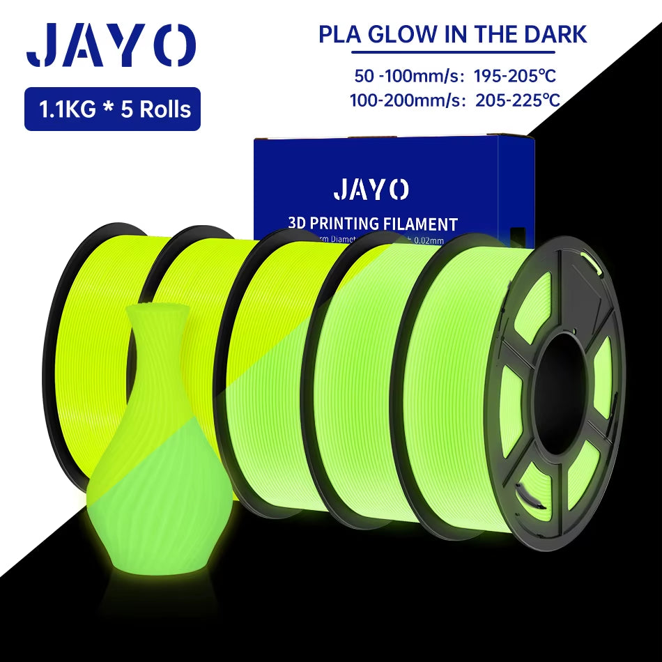 PLA /PETG Filament 1.75Mm 5 Rolls Golw in the Dark PLA 3D Filament for FDM 3D Printer Neatly Wound PETG 3D Printer Material