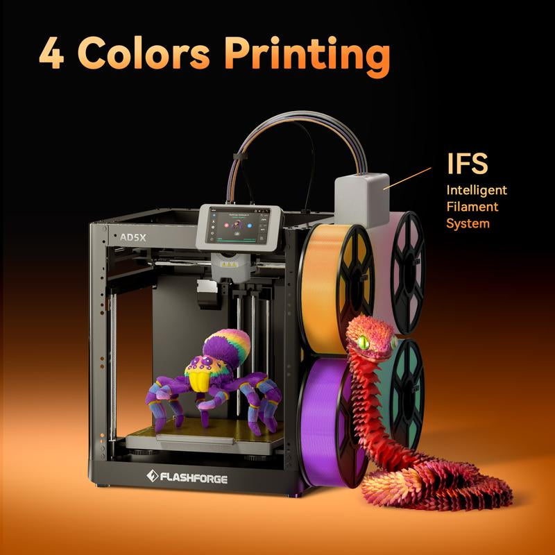 Flashforge AD5X 3D Printer Multi-Color with Display Screen, High Speed 600Mm/S, 1 Count, Black