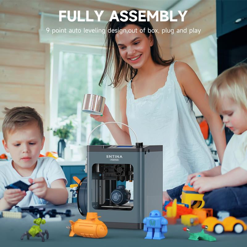 3D Printer Tina2Plus, 250Mm/S Auto Leveling FDM Mini 3D Printer with Spring Steel Platform, Fully Assembled 3D Printer for Kids and Beginners with Wifi 3D Home Printer