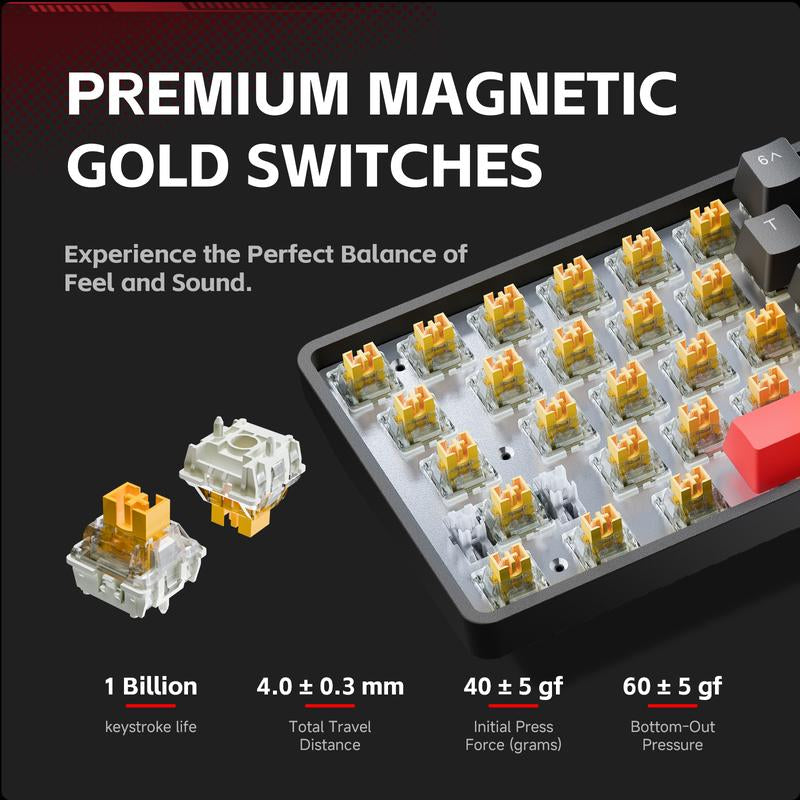 KEMOVE T68-C Magnetic Switch RGB Mechanical Gaming Keyboard - Compact 65% Layout for Esports & FPS Games, Linear Switches, ABS Keycaps, Windows Compatible