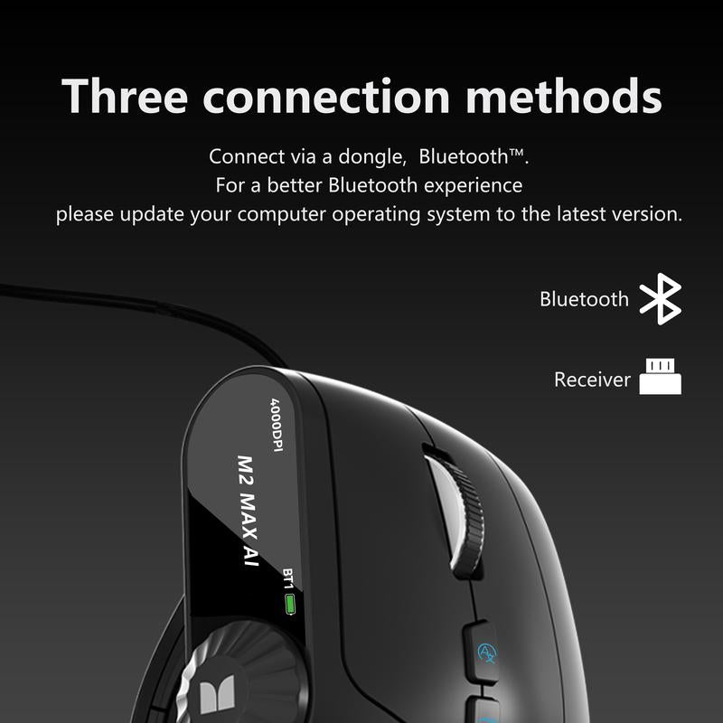 Monster AI M2 MAX Ergonomic Wireless Mouse Vertical Design 2.4G Bluetooth Long Battery Life Multifunctional Control Knob for Laptops & Desktops Tiktokshopblackfriday
