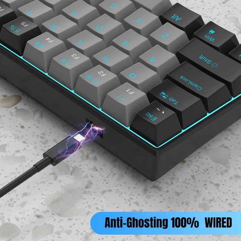 Magegee Star61 60% Mechanical Gaming Keyboard - 3-Mode Connectivity, RGB Backlit, Hot-Swappable Switches, Customizable Keycaps & Dual Sound Absorption