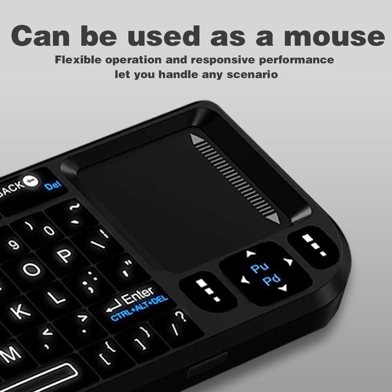 Universal Mini Wireless Keyboard with Touchpad - Rechargeable, Backlit, Ergonomic Design, Multi-Device Compatible, Perfect for Gaming and Office Use