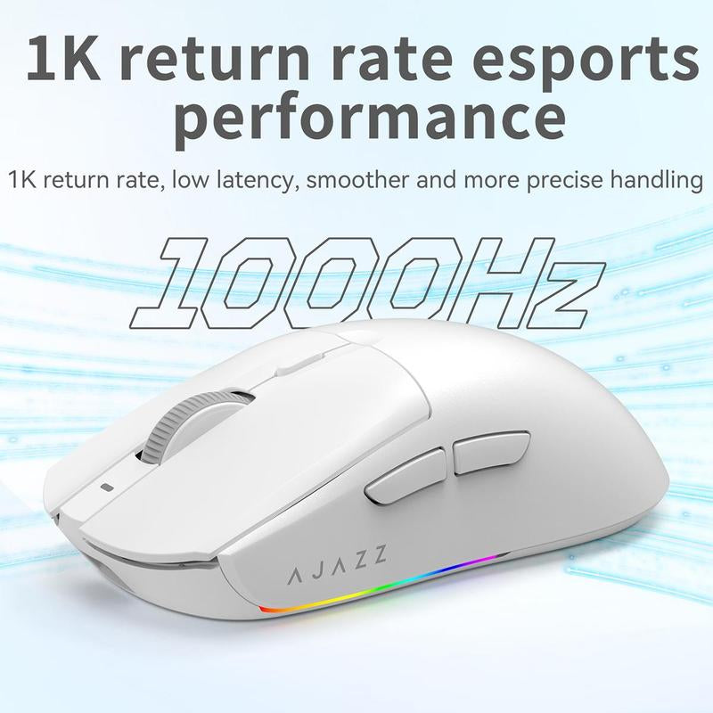 AJAZZ AJ139 V2 MC Wireless Mouse New PAW3311 Sensor Low Latency Tir Mode UBS-C+2.4G+BT Advanced Wireless Charging Base Lightweight 66G 1K Return Rate Gaming Mouse 500Ma Long Battery Life Support Multiple Systems Suitable for Esports Games and Office Work