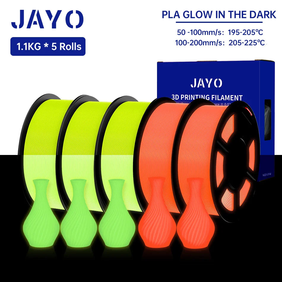 PLA /PETG Filament 1.75Mm 5 Rolls Golw in the Dark PLA 3D Filament for FDM 3D Printer Neatly Wound PETG 3D Printer Material