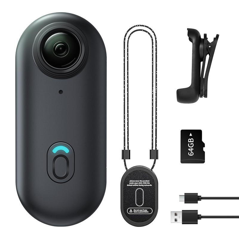 Mini Action Camera, Wearable Recording Camera, 64GB Memory Card Included, 1080P Full HD Video Quality, Waterproof Design, Perfect for Sports & Daily Use