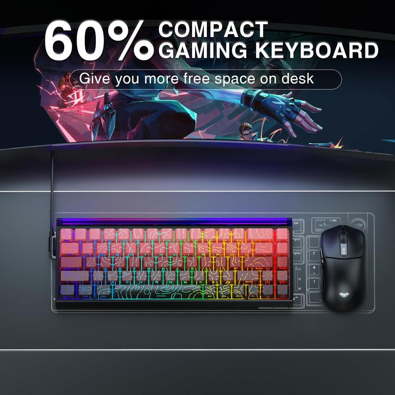 AULA Hero 68 HE 60% Wired Gaming Keyboard - Hall Effect Switches, 8K Hz Polling Rate, RGB Backlit, Customizable Software for PC/Mac Gamers