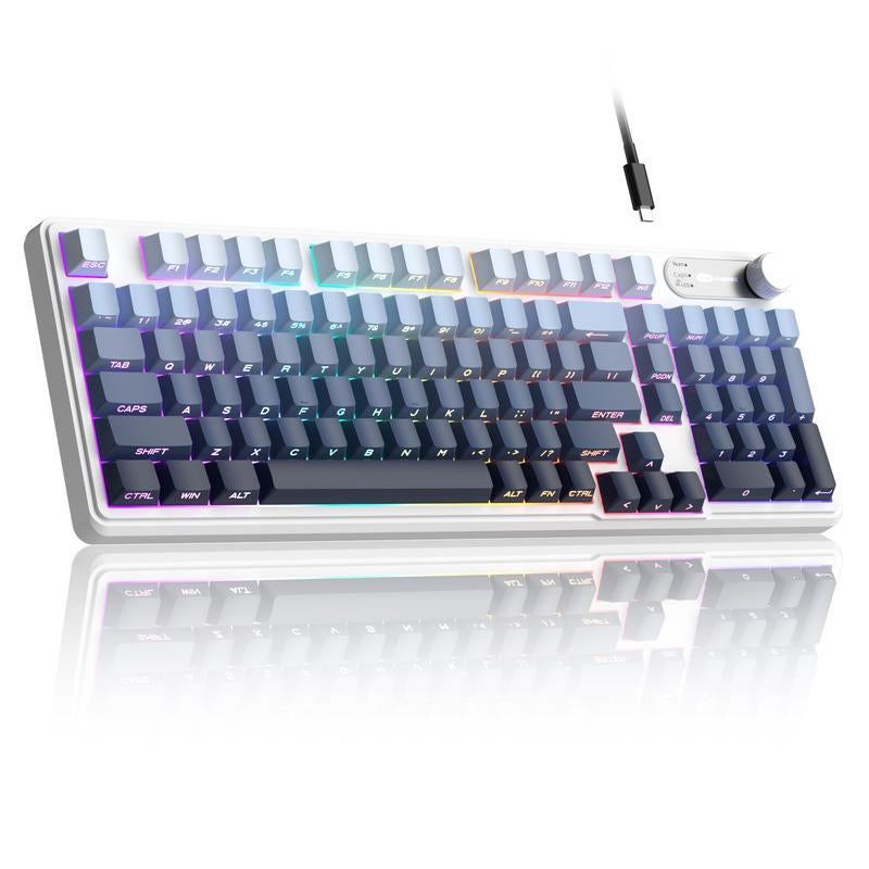 Magegee GK960 RGB Wired/Bluetooth/2.4G Keyboard - 98-Key Membrane with Customizable Lighting Effects, Adjustable Brightness & Speed