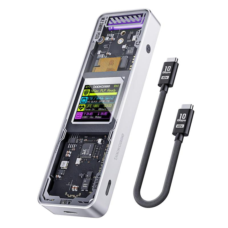 DOCKCASE Explorer Edition M.2 Nvme SSD Enclosure(Enclosure Only, SSD Not Included), USB C 3.2 Gen 2 (10 Gbps), Supports M-Key/B&M Key UASP, Fits Size 2230/2242/2260/2280 Ssds