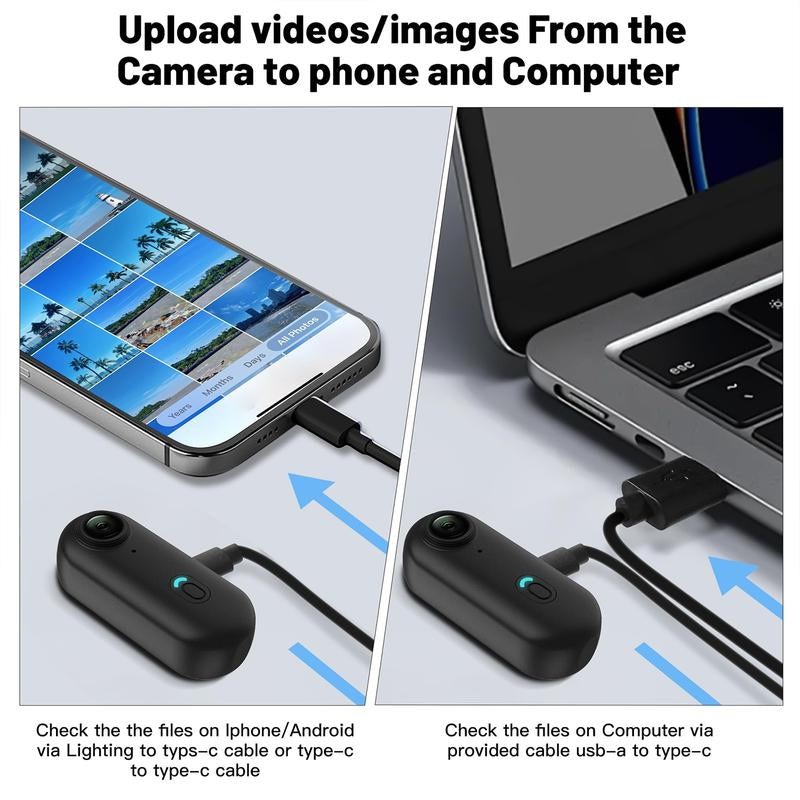 Mini Action Camera, Wearable Recording Camera, 64GB Memory Card Included, 1080P Full HD Video Quality, Waterproof Design, Perfect for Sports & Daily Use