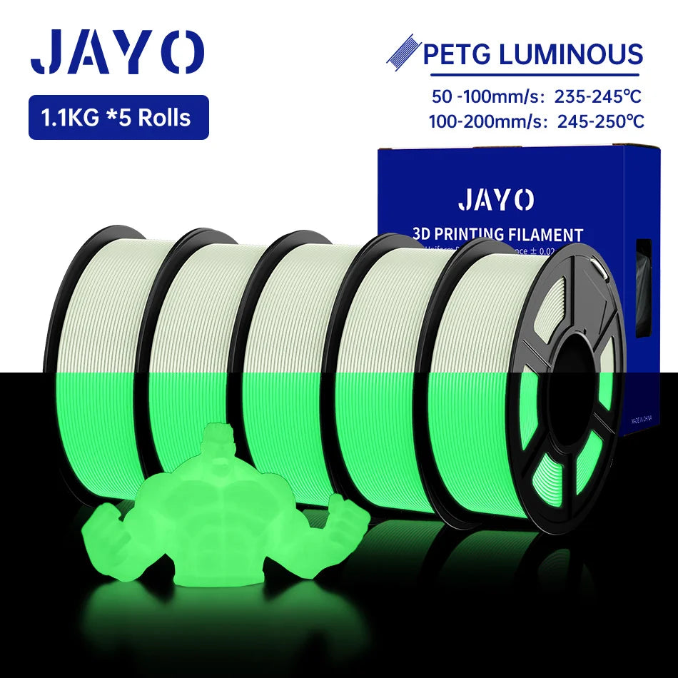 PLA /PETG Filament 1.75Mm 5 Rolls Golw in the Dark PLA 3D Filament for FDM 3D Printer Neatly Wound PETG 3D Printer Material