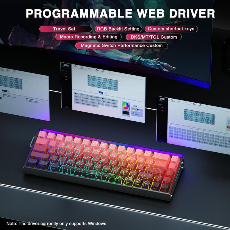 AULA Hero 68 HE 60% Wired Gaming Keyboard - Hall Effect Switches, 8K Hz Polling Rate, RGB Backlit, Customizable Software for PC/Mac Gamers