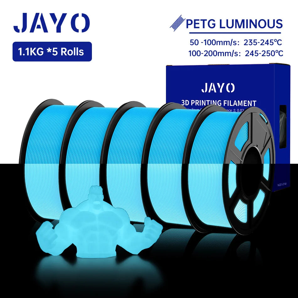 PLA /PETG Filament 1.75Mm 5 Rolls Golw in the Dark PLA 3D Filament for FDM 3D Printer Neatly Wound PETG 3D Printer Material