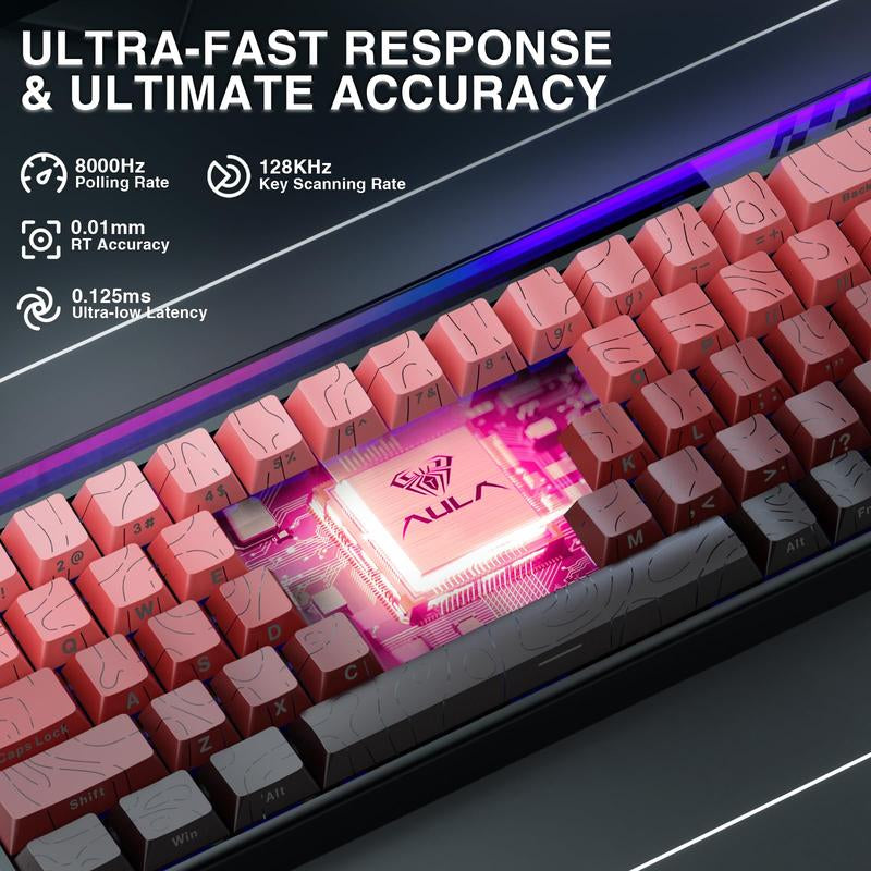 AULA Hero 68 HE 60% Wired Gaming Keyboard - Hall Effect Switches, 8K Hz Polling Rate, RGB Backlit, Customizable Software for PC/Mac Gamers