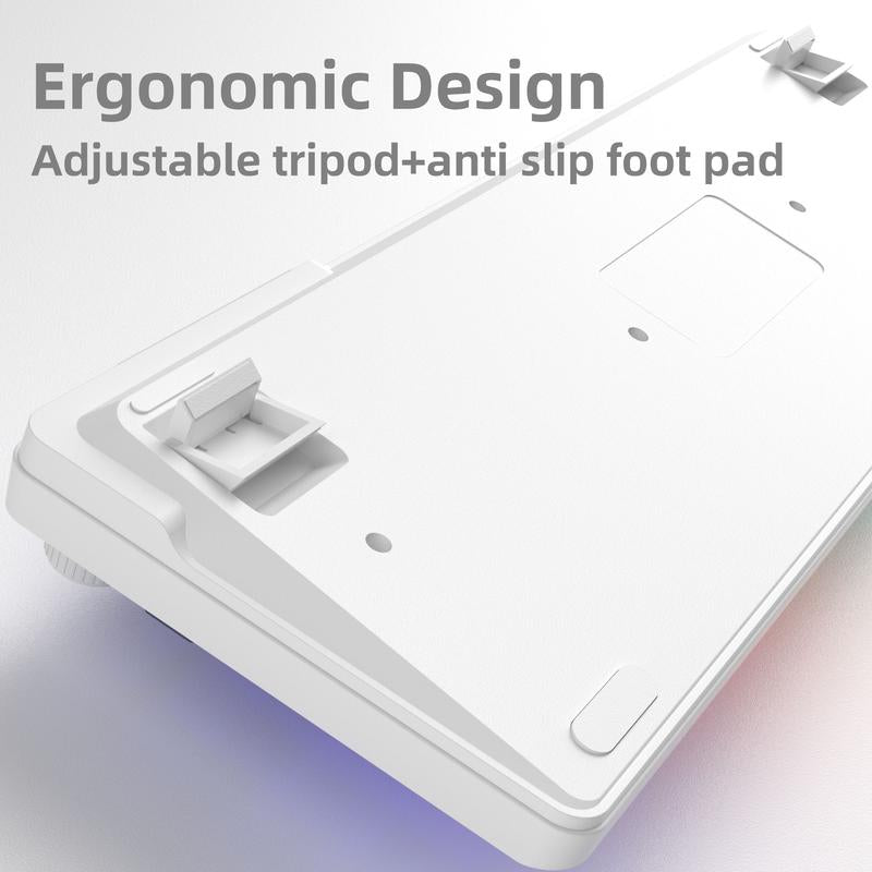 Magegee GK960 RGB Wired/Bluetooth/2.4G Keyboard - 98-Key Membrane with Customizable Lighting Effects, Adjustable Brightness & Speed