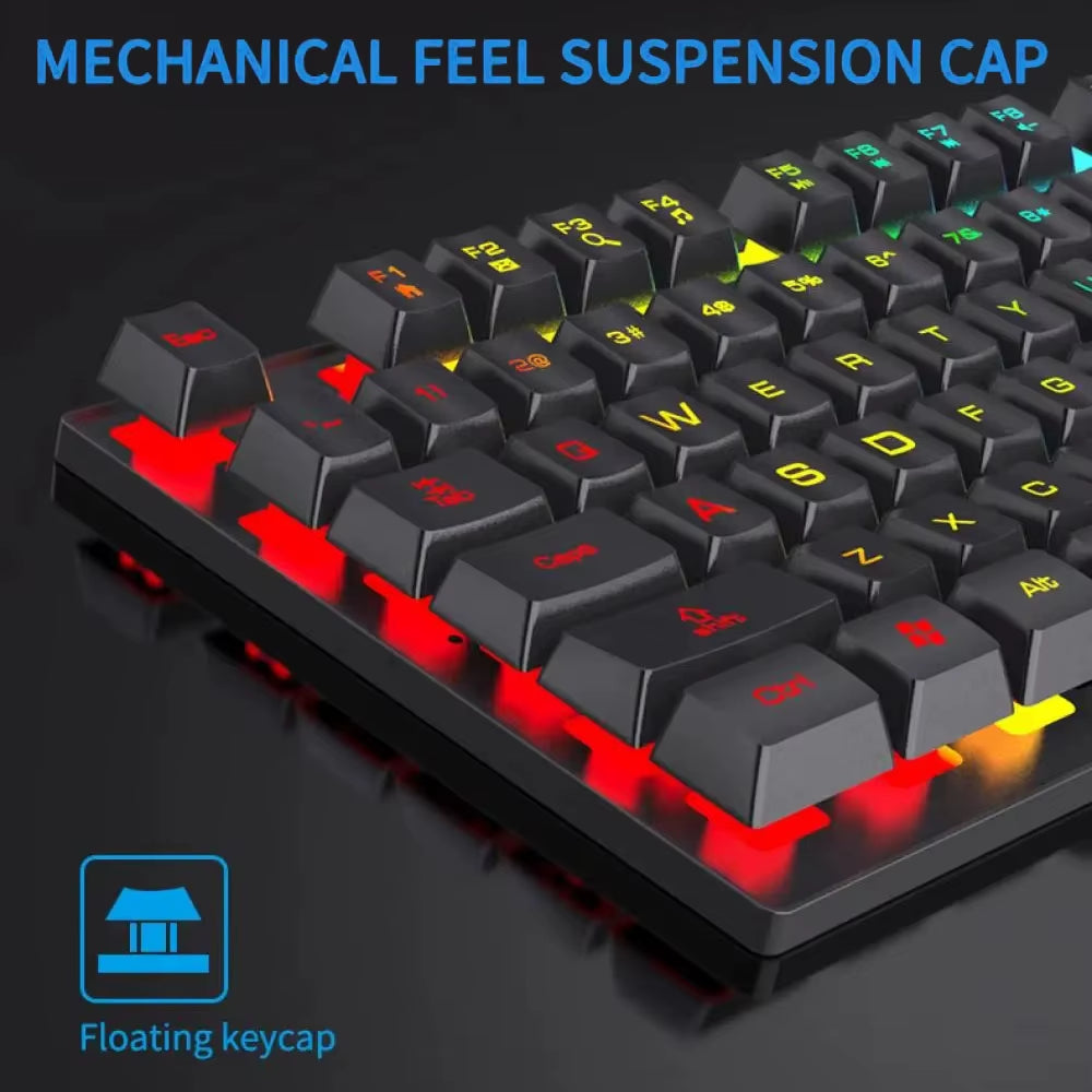 104 Keys Wired Keyboard RGB Colorful Gaming Keyboard Mechanical Feel Keyboard Standard Keyboard for Windows Laptop Computer