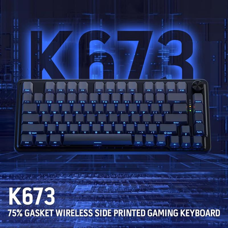 Redragon K673 GB Wireless RGB Gaming Keyboard - 75% Compact Mechanical with Hot-Swap, Dedicated Knob, and 5-Layer Noise Dampening