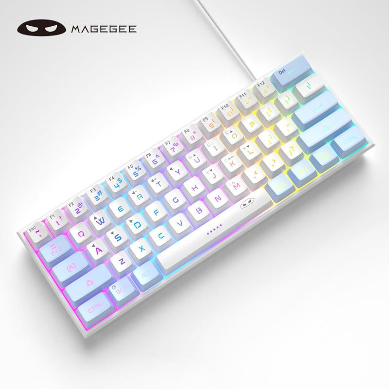 Magegee Mini 60% Gaming Keyboard, RGB Backlit 61 Key Ultra-Compact Keyboard, TS91 Ergonomic Waterproof Mechanical Feeling Office Computer Keyboard for PC, MAC, PS4, Xbox ONE Gamer