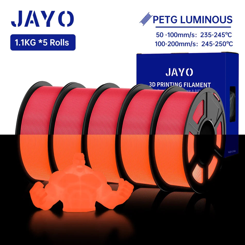 PLA /PETG Filament 1.75Mm 5 Rolls Golw in the Dark PLA 3D Filament for FDM 3D Printer Neatly Wound PETG 3D Printer Material